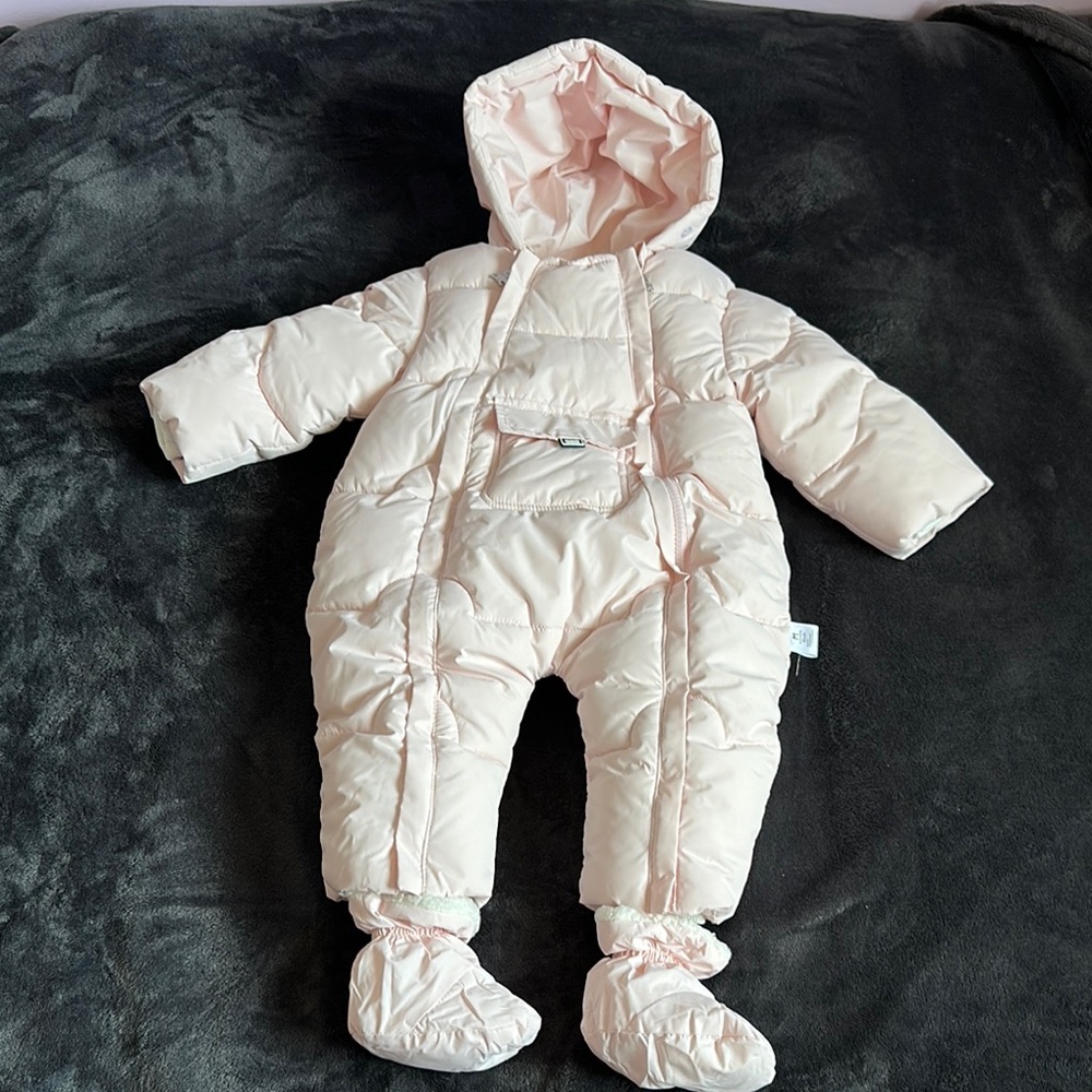 Pink Quilted Footie One Piece with Hood